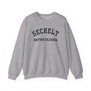 Sechelt, Columbia Británica (Sudadera unisex de cuello redondo de mezcla gruesa), recuerdo de Sunshine Coast, Columbia Británica, acogedor jersey costero (fuente negra) imagen 5