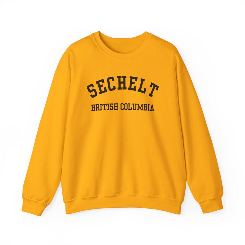 Sechelt, Columbia Británica (Sudadera unisex de cuello redondo de mezcla gruesa), recuerdo de Sunshine Coast, Columbia Británica, acogedor jersey costero (fuente negra) imagen 6
