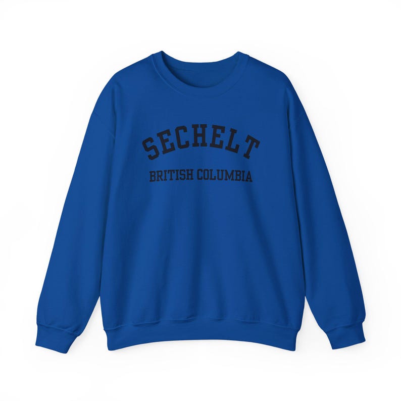 Sechelt, Columbia Británica (Sudadera unisex de cuello redondo de mezcla gruesa), recuerdo de Sunshine Coast, Columbia Británica, acogedor jersey costero (fuente negra) imagen 9