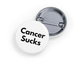 Insignia de concienciación, apoyo y fortaleza "Cancer Sucks" (Pin) - blanca