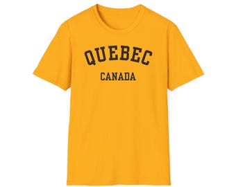 Quebec, Kanada (Unisex Softstyle T-Shirt) Quebecois Pride, Souvenir aus der frankokanadischen Provinz - schwarze Schrift