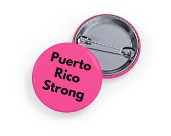 Porto Rico Forte (Alfinete/Botão, 4 tamanhos) Orgullo Boricua, Resiliencia, Distintivo do Orgulho Porto-riquenho - Rosa