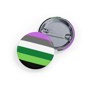 AroAce Pride Pride Flag (pin/button, 4 sizes) Aromantic Asexual LGBTQIA+ Badge, Queer Visibility Accessory