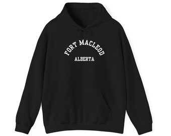Fort McLeod, Alberta (Sudadera unisex con capucha de mezcla gruesa) - fuente blanca simple