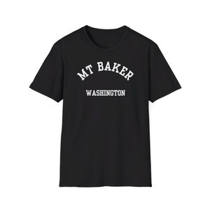 Mt Baker, Washington  (Unisex Softstyle T-Shirt) - white font