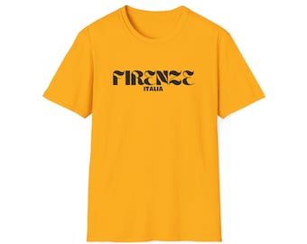 Firenze, Italia - zwart lettertype (unisex softstyle T-shirt) Florence, Italië - Italiaans souvenir, reiscadeau, Tuscany Pride