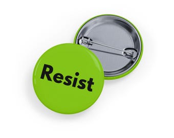 Resist Pin/Button, 4 Größen - Minimalistischer Aktivismus & Demonstrationsabzeichen, Statement für soziale Gerechtigkeit - Slime Green