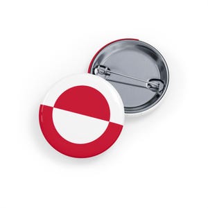 Greenland Flag (Pin/Button, 4 sizes) Arctic Sovereignty and Solidarity, Kalaallit Nunaat Pride