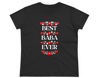 La mejor abuela del mundo (camiseta de algodón de peso medio para mujer) letra blanca - Abuela ucraniana