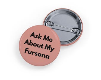 Frag mich ab, Fursona (pin/button) beige rose, Anstecker für Fursuiting, Furry Pride Badge, Convention Wear, Fursuiter Accessoire