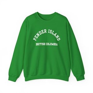 Pender Island, British Columbia (Unisex Heavy Blend Crewneck Sweatshirt) Gulf Islands Souvenir - simple white font