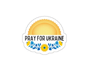 Bid voor Oekraïne gestanste vinylsticker - binnen/buiten, Perogie/Pierogi Solidarity & Faith, Varenyky Support Oekraïne sticker