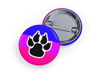 Bisexual Pride Furry Pawpad Pin - Bi Pride Button Badge LGBTQ+ Blue Purple Pink Paw