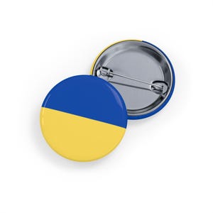 Ukrainian Flag (pin/button, 4 sizes) Show Your Support with Yellow and Blue, Support Ukraine, ally solidarity
