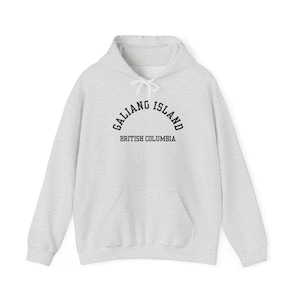 Galiano Island, British Columbia (Unisex Heavy Blend Hooded Sweatshirt) Gulf Islands BC Souvenir, West Coast Canada Hoodie - Black Font