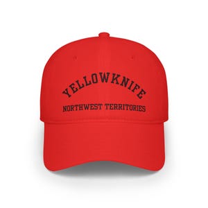 Yellowknife, Northwest Territories (Low Profile Baseball Cap/Hat) - simple black font, NWT, Northern Canada