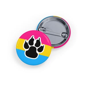 Pansexual Pride Furry Pawpad Pin - Pan Pride Button Badge LGBTQ+ Pink Yellow Blue Paw