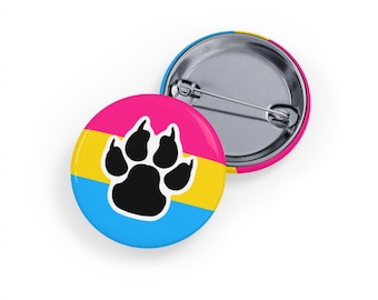 Pansexual Pride Furry Pawpad Pin - Pan Pride Button Badge LGBTQ+ Pink Yellow Blue Paw