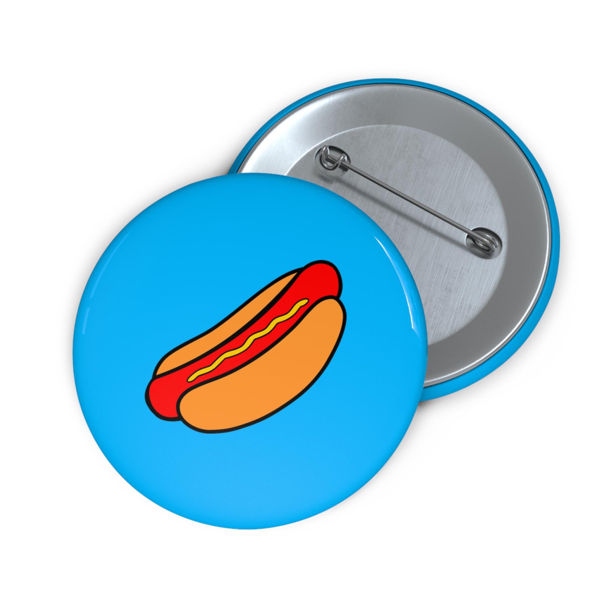 Hot Dog Pin/Button - Blue, BBQ Accessory for Food Lovers, Grill Masters, Hotdog Fans | Fun Fast Food Gift Idea, Summer Grill Party