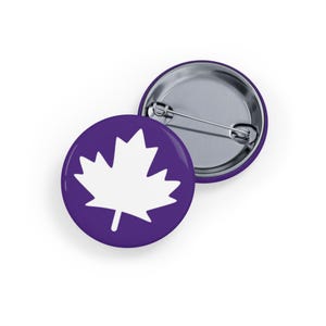 White Maple Leaf (pin/button) Canada Canadian White-Dark Purple Patriotic Badge