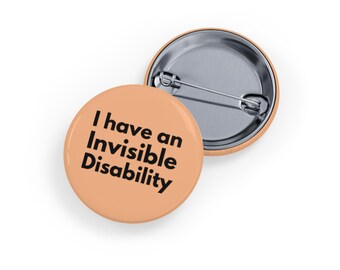 Ho una disabilità invisibile (spilla/bottone, 4 misure) - Distintivo di sensibilizzazione, supporto per malattie croniche, avviso di disabilità invisibile - Beige caldo