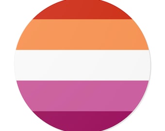 Lesbian Pride Flag Vinyl Sticker | Round Die-Cut WLW LGBTQIA+ Decal | Waterproof, Pink Sapphic Queer Identity Sticker (5 sizes)