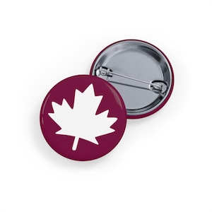 White Maple Leaf (pin/button) Canada Canadian White-Burgundy Patriotic Badge
