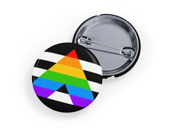 Rechte Ally Pride-pin - LGBTQIA+ Allyship-knop met regenboog 'A'-vlag - ondersteuningsbadge