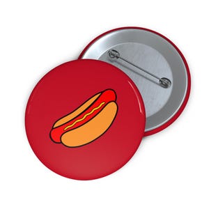 Hot Dog Pin/Button - Red, BBQ Accessory for Food Lovers, Grill Masters, Hotdog Fans | Fun Fast Food Gift Idea, Summer Grill Party