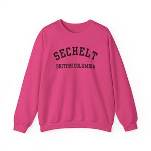Sechelt, Columbia Británica (Sudadera unisex de cuello redondo de mezcla gruesa), recuerdo de Sunshine Coast, Columbia Británica, acogedor jersey costero (fuente negra) imagen 11