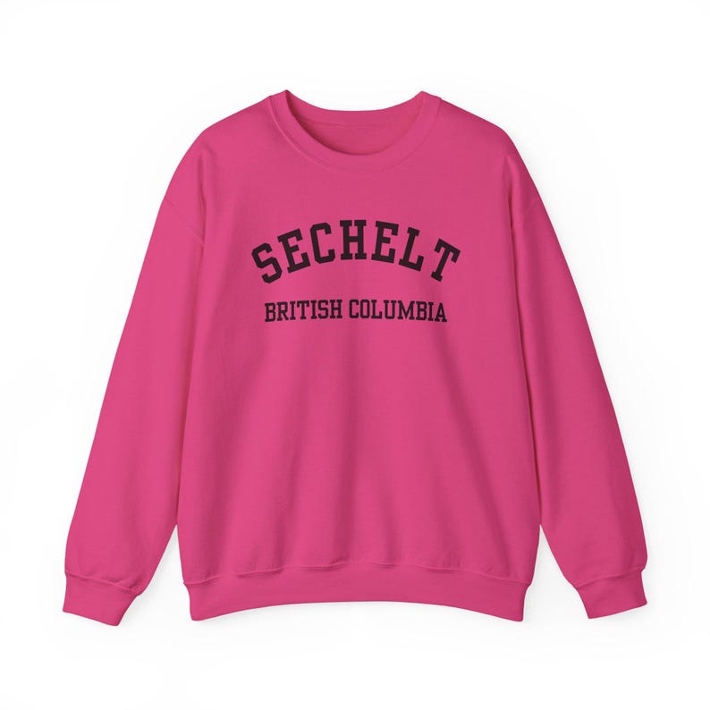 Sechelt, Columbia Británica (Sudadera unisex de cuello redondo de mezcla gruesa), recuerdo de Sunshine Coast, Columbia Británica, acogedor jersey costero (fuente negra) imagen 11