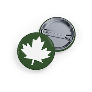 White Maple Leaf (pin/button) Canada Canadian Dark Green Patriotic Badge