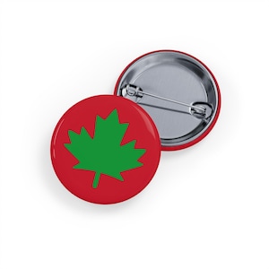 Green Maple Leaf (pin/button) Canada Canadian Patriotic Badge, Green & Red