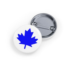 Blue Maple Leaf (pin/button) Canada Canadian Patriotic Badge, blue & white