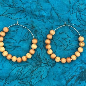 Gold hoop sandalwood earrings