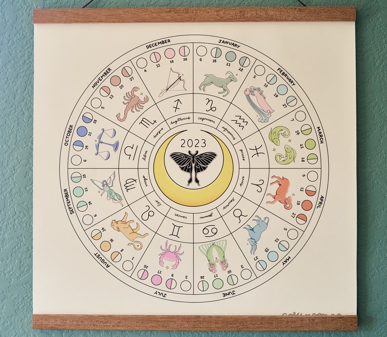 2024 Lunar Calendar / Moon Phases / Astrology Calendar / Zodiac Art