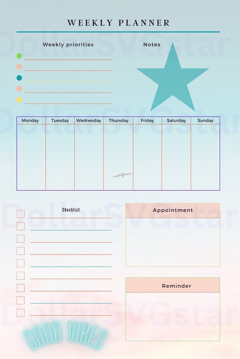 Printable Star Planner Brightens Your Day With Its Colors, to Address ...