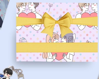 Sweet BL & GL Gift Wrap, Yaoi and Yuri Wrapping Paper, Manhwa Manga Anime  [Single 1.6ft x 2.5ft gift wrap sheet]
