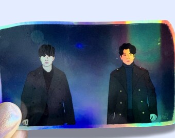 Goblin Bromance Kdrama Holographic Sticker, Gong Yoo and Lee Dong Wook Kdrama Sticker, Goblin and Grim Reaper Rescue Ji Eun Tak