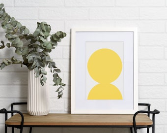 Seventies Yellow Print, bright and modern abstract print, Digital Download