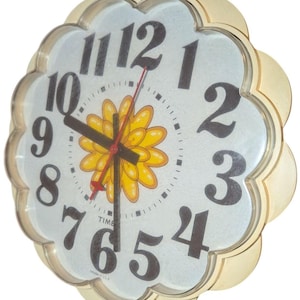 Timex Electric Wall Clock Electric Flower Theme Sunburst Design Yellow Red Accents Fully Functional Kitchen Living Room Decor Made in USA