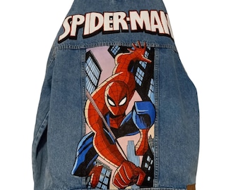 TOP, Spiderman handbemalte Jacke Spiderman, Marvel, bemalte Jeansjacke, handbemalte Jeansjacke, Jeansjacke, Artdenim