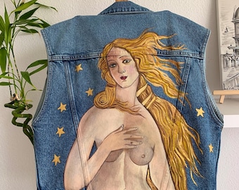 Handbemalte Jeansweste – Botticellis Venus