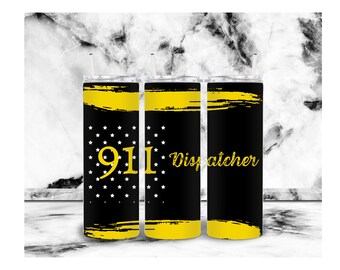 Diseño de vaso para despachador, descarga digital, PNG, SVG Vaso de 20 oz Vaso para primeros auxilios, despacho de 911, regalos para despachadores, envoltura para vaso