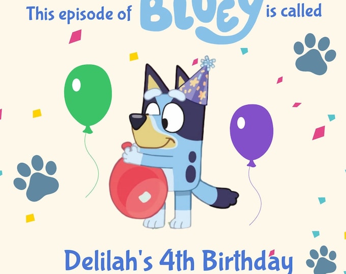 Bluey Invitation Digital Download Etsy