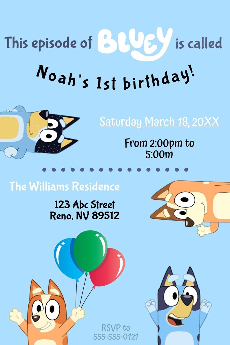 Bluey Birthday Invitation Digital Download Etsy