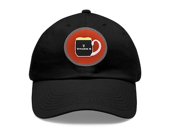 Cappello per papà a tema Guinness con toppa in pelle (cerchio)