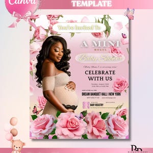 Editable Pink Baby Shower Invitation | Pink Motion Baby Shower Flyer | Baby Shower Invitation Girl Template | It&#39;s a Girl Digital Invite