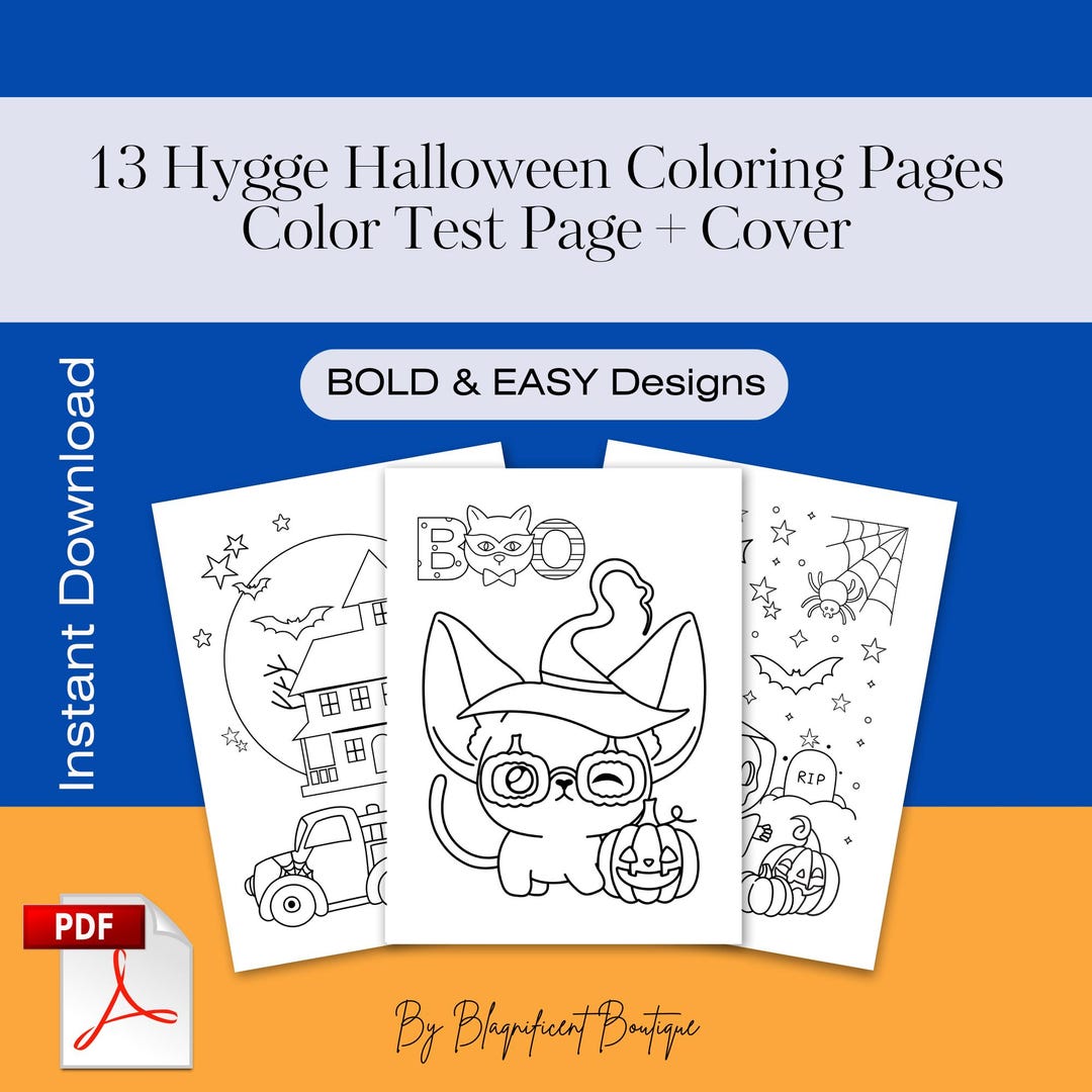 13 Hygge Halloween Spooky Coloring Pages, Bold and Easy Kids Coloring Pages, Halloween Activity ...