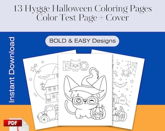 Hygge Halloween Coloring Pages: Spooky Kids Activity (Digital Download)